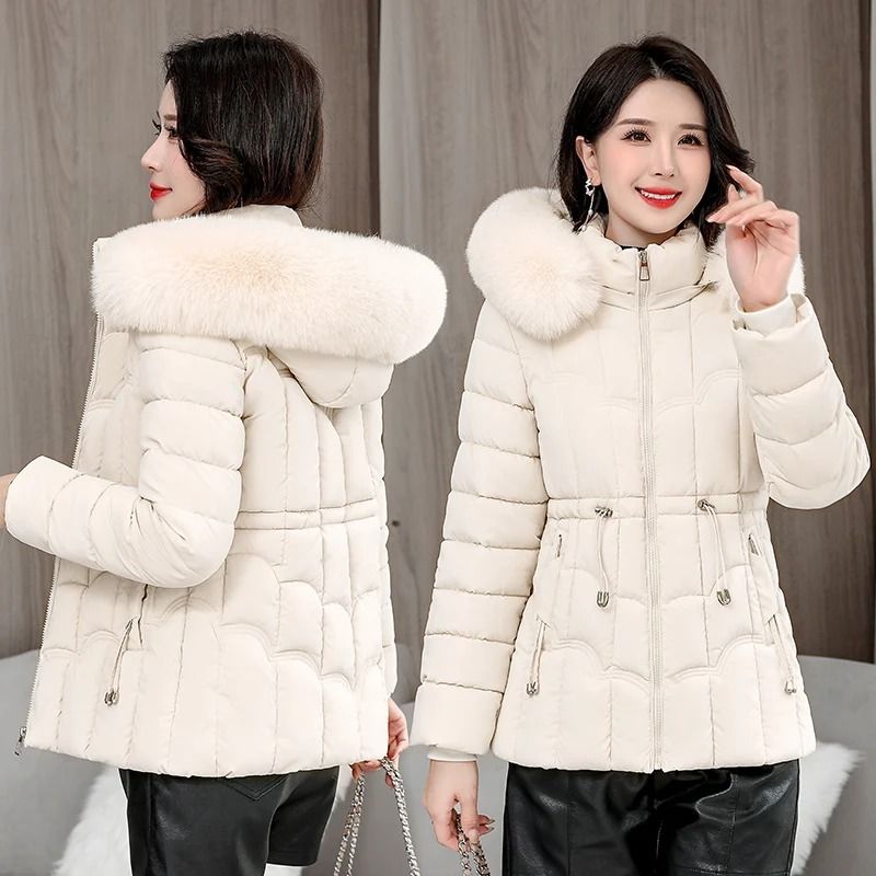 Winter Down Jacket Women Warm Hooded Parka Short Overcoat