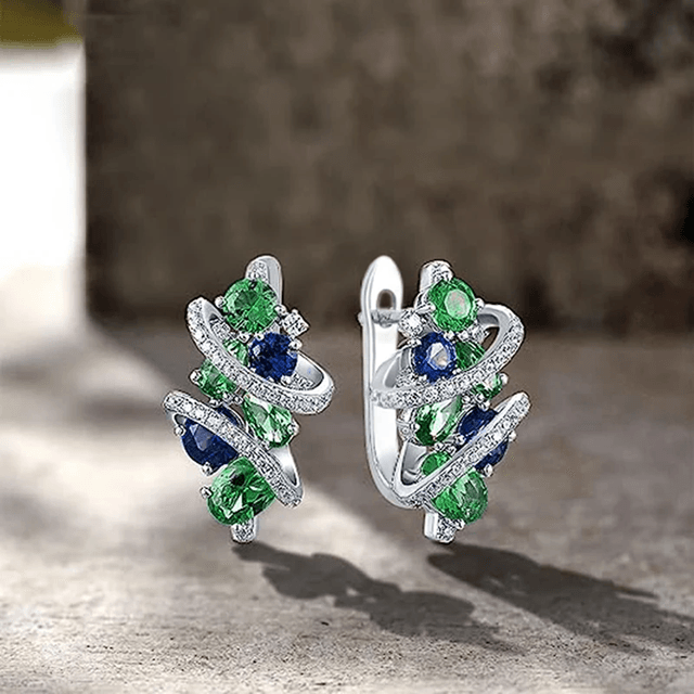 EmeraldWave CZ Hoop Earrings