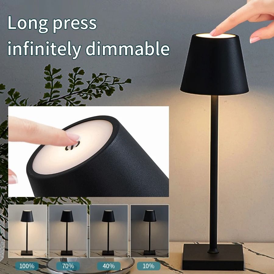 Rechargeable LED Table Lamp Touch Switch Three Levels Dimmable Desk Light
