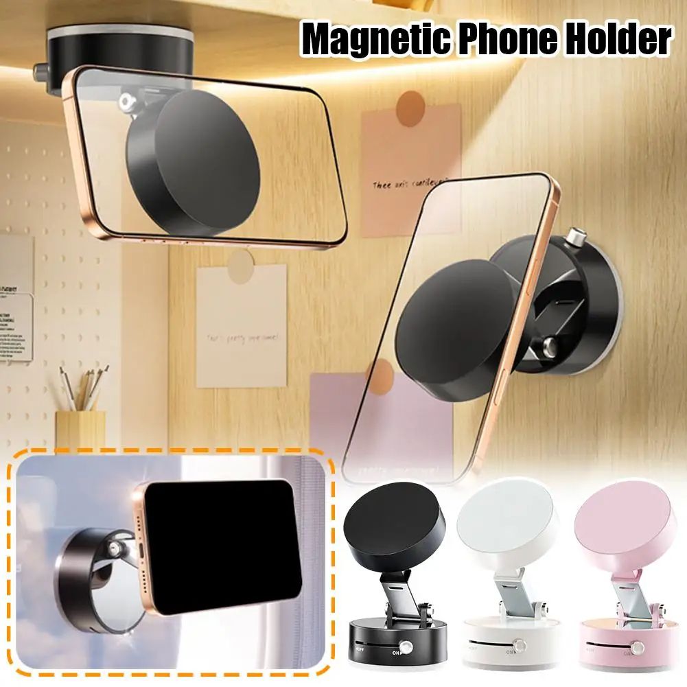 Foldable Double Sided Vacuum Suction Cup Phone Holder & Magnetic Mount, Lazy Multi functional Storage Device