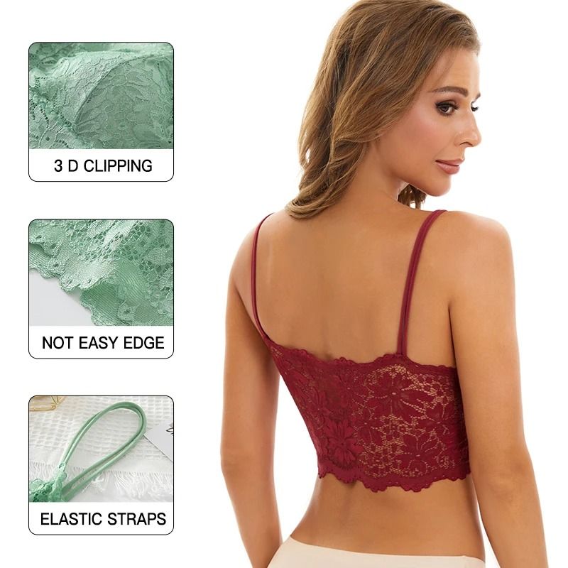 Elegance 3 Pack Lace Bralette Wireless Seamless Lingerie Top