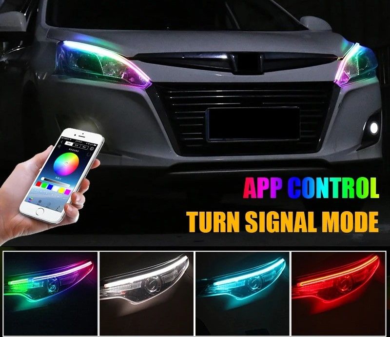 RGB Flowing LED Daytime Running Light Strips with Turn Signal Function