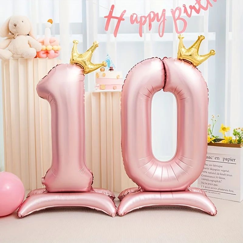42-Inch Princess Crown Number Balloon – Pink Foil Birthday Party Decor