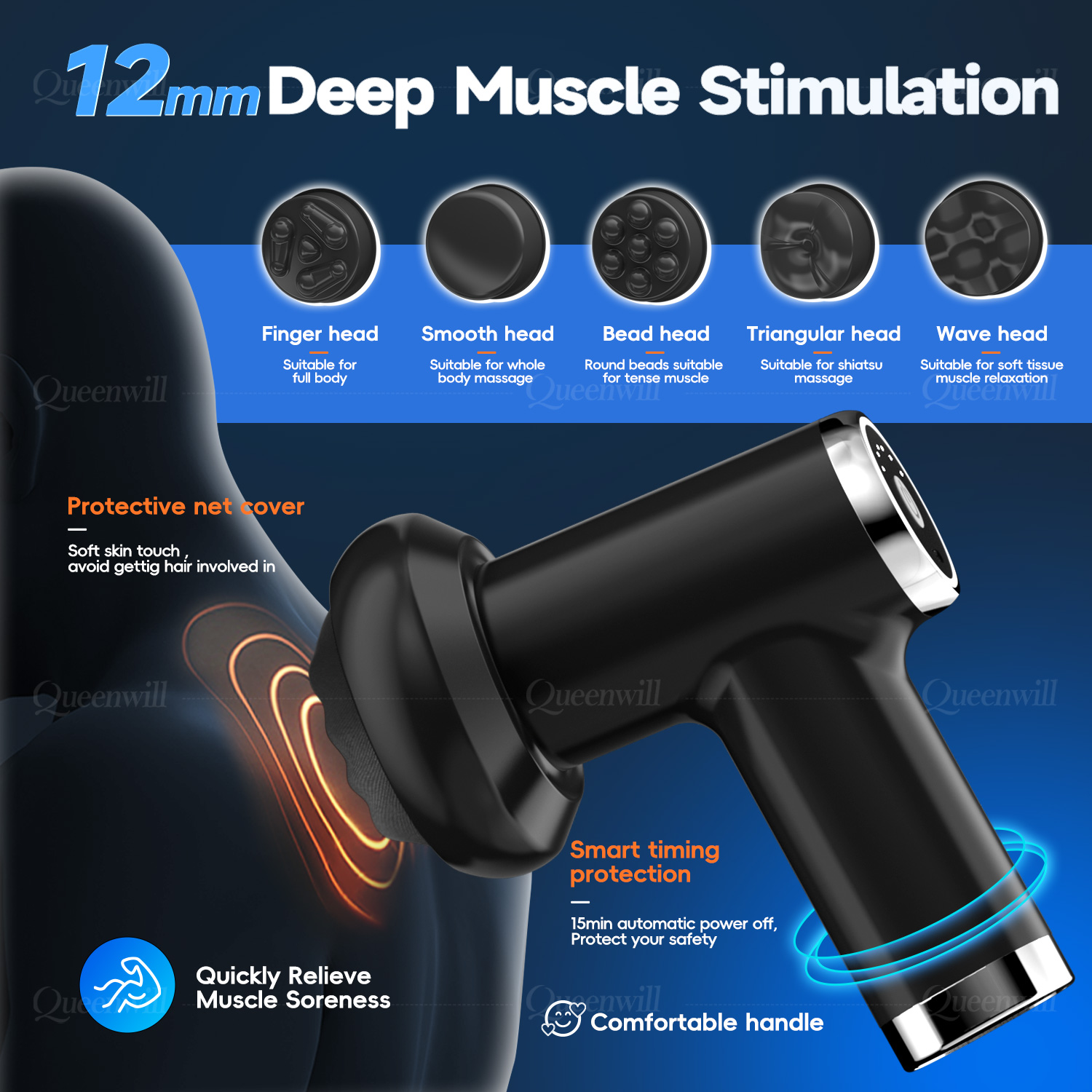Full Body Rotation Electric Sculpting Machine, 5 Heads Cellulite Massager for Deep Relaxation, Back, Abdomen, Butt, Legs
