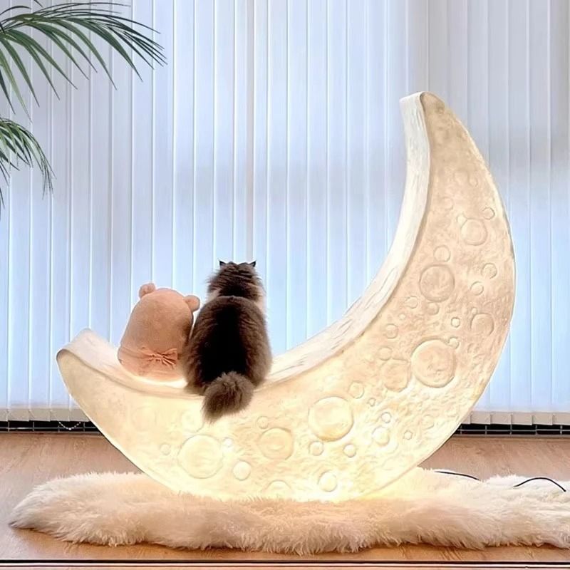 Crescent Moon Lounge Lamp Chair With Soft Ambient Glow