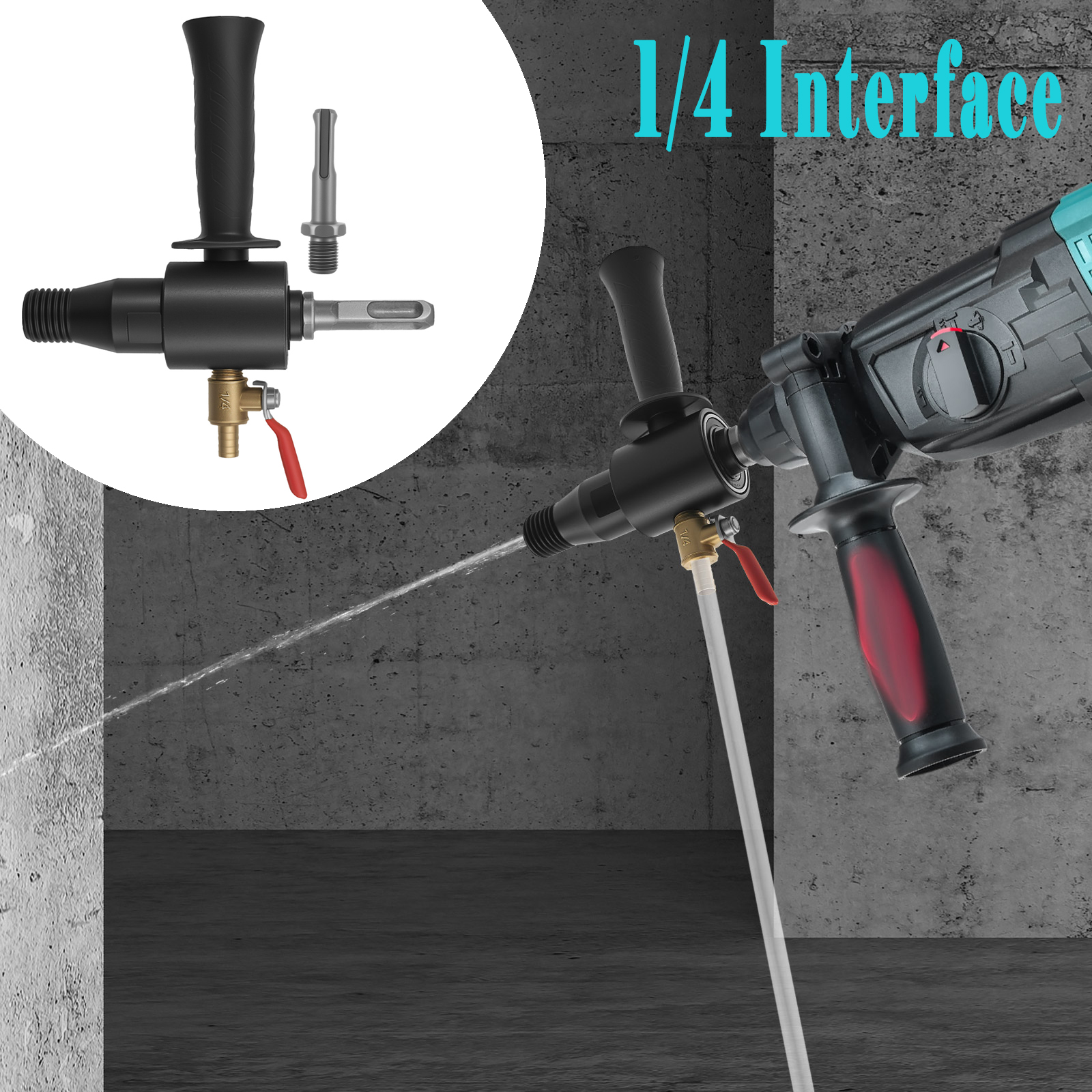 Water Drill Water, Electric Hammer Into Water Drill Turn, Male to SDS Max Drill Adapter with 2 Connecting Rod for Drilli