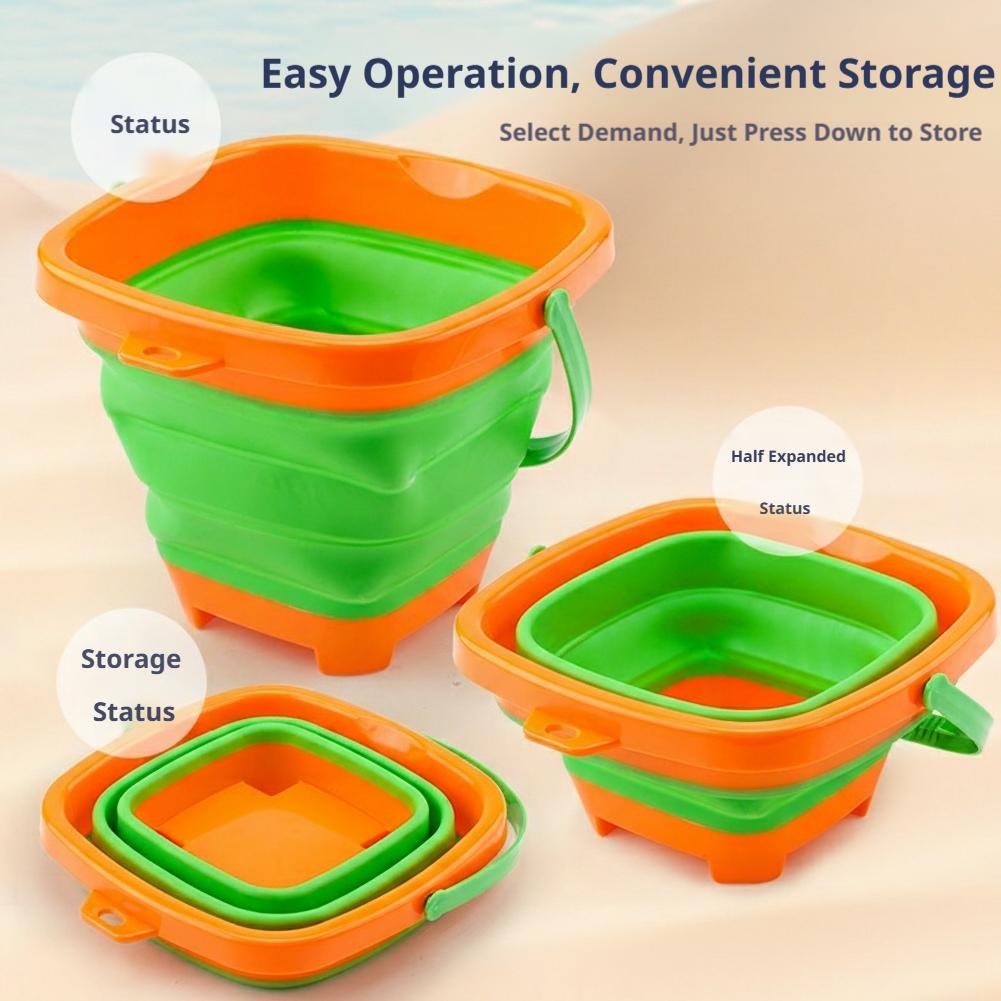 Collapsible Kids Beach Toy Set with Folding Bucket Sand Play Kit