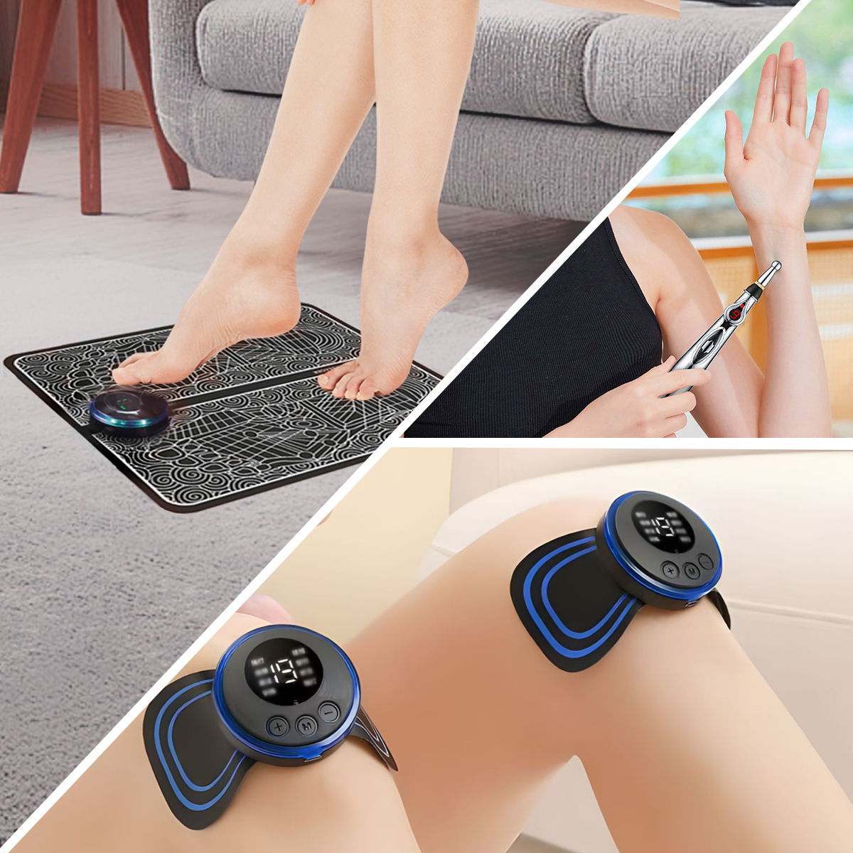 Smart Pulse EMS Therapy Foot Pad Full Body Massager Neck Back Care Device