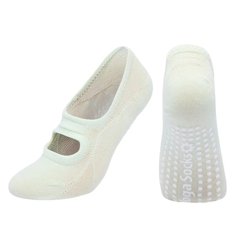 Womens Silicone Anti-Slip Backless Yoga Socks US 5-10.5– Non-Slip Pilates & Ballet Fitness Grip Socks