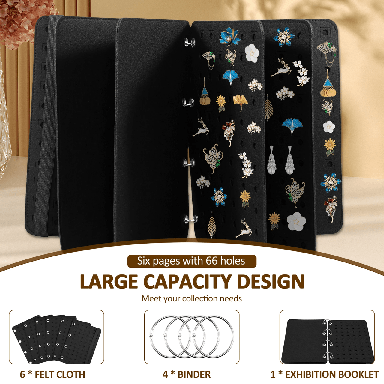 Felt Pin Brooch Display Storage Book Large Capacity Collector Album