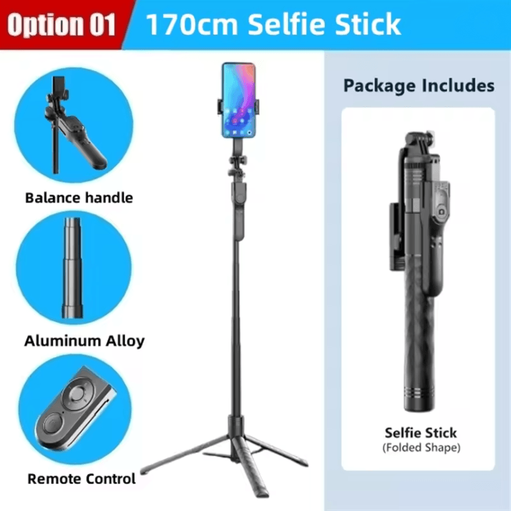 SnapMaster Pro 1750mm Wireless Selfie Stick Tripod