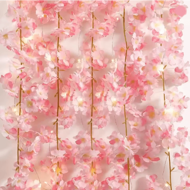 BlossomGlow Cherry Blossom String Lights Fairy Flower Garland