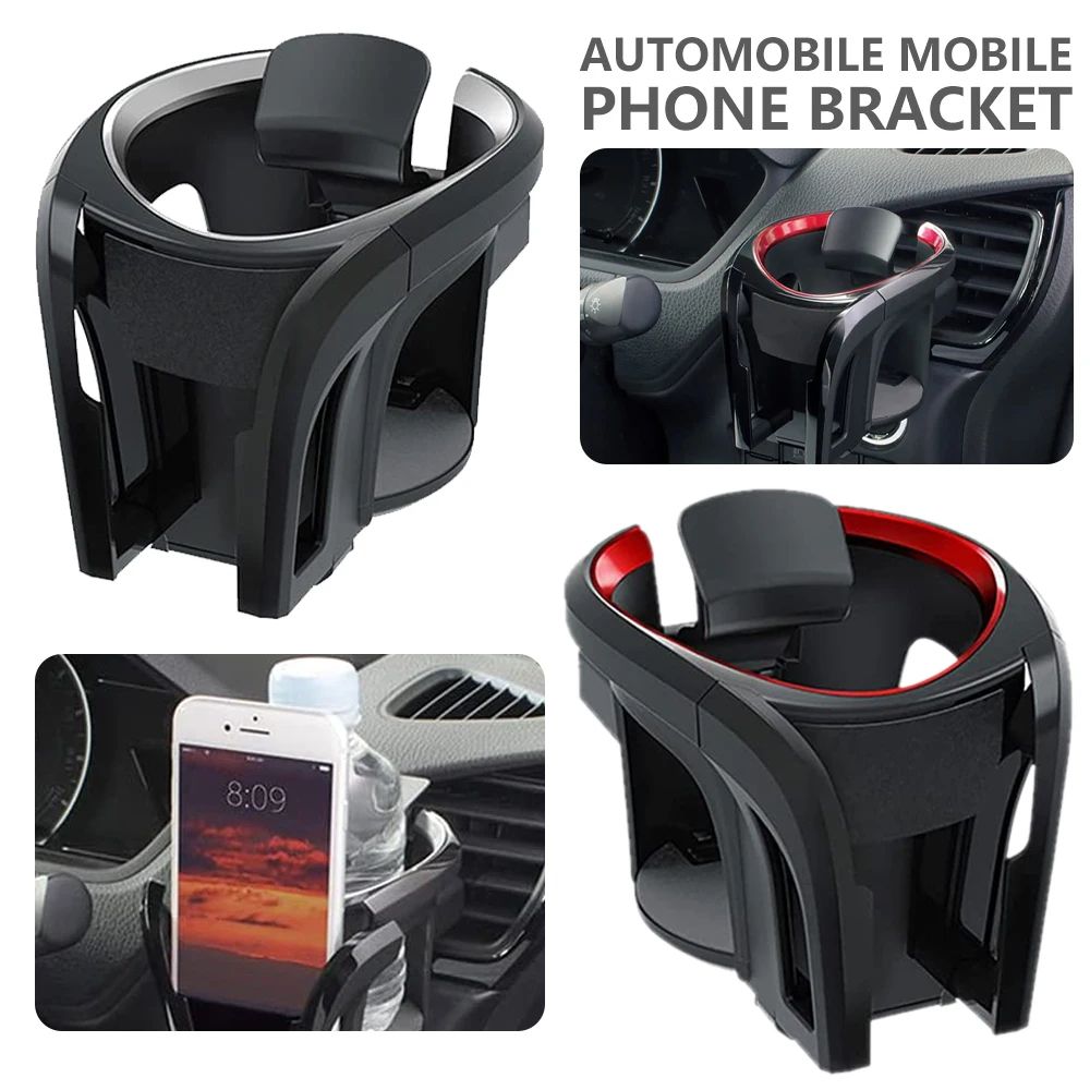 2 in 1 Car Cup Holder and Phone Mount Air Vent Organizer for Drinks and Hands Free Use