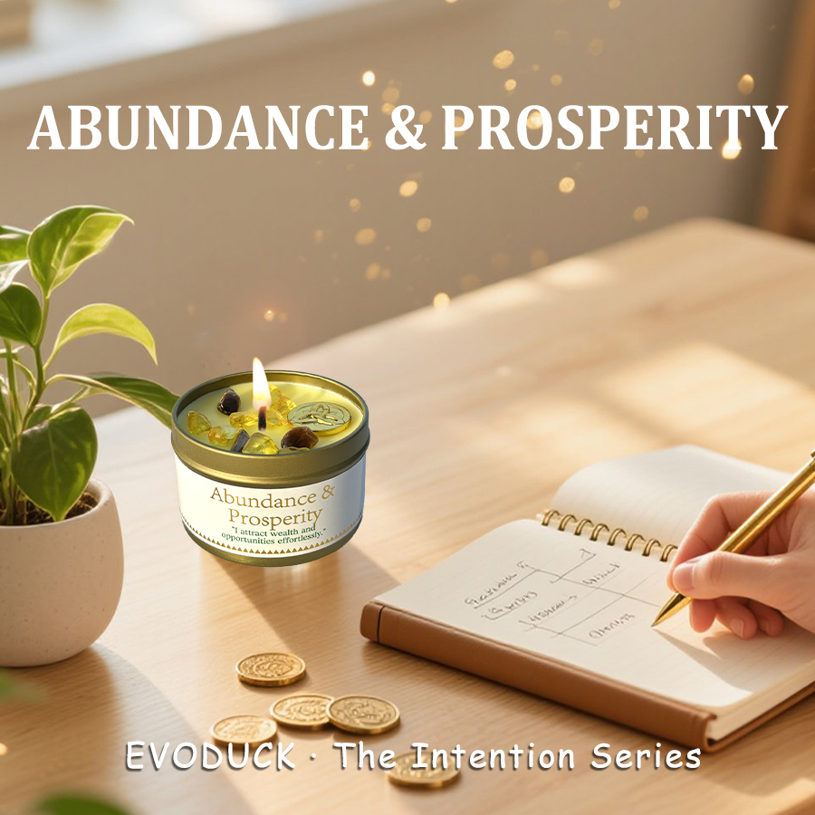 Abundance and Prosperity Ritual Candle, Soy Wax Scented Candle with Crystal, Home Aromatherapy Gift