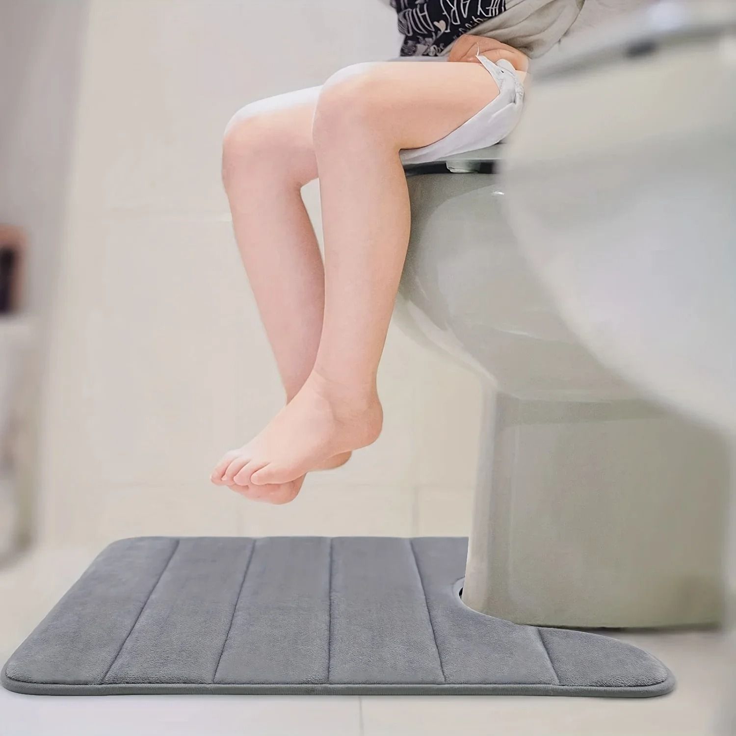 U-Shaped Memory Foam Toilet Mat | Super Absorbent Anti-Skid Bathroom Carpet