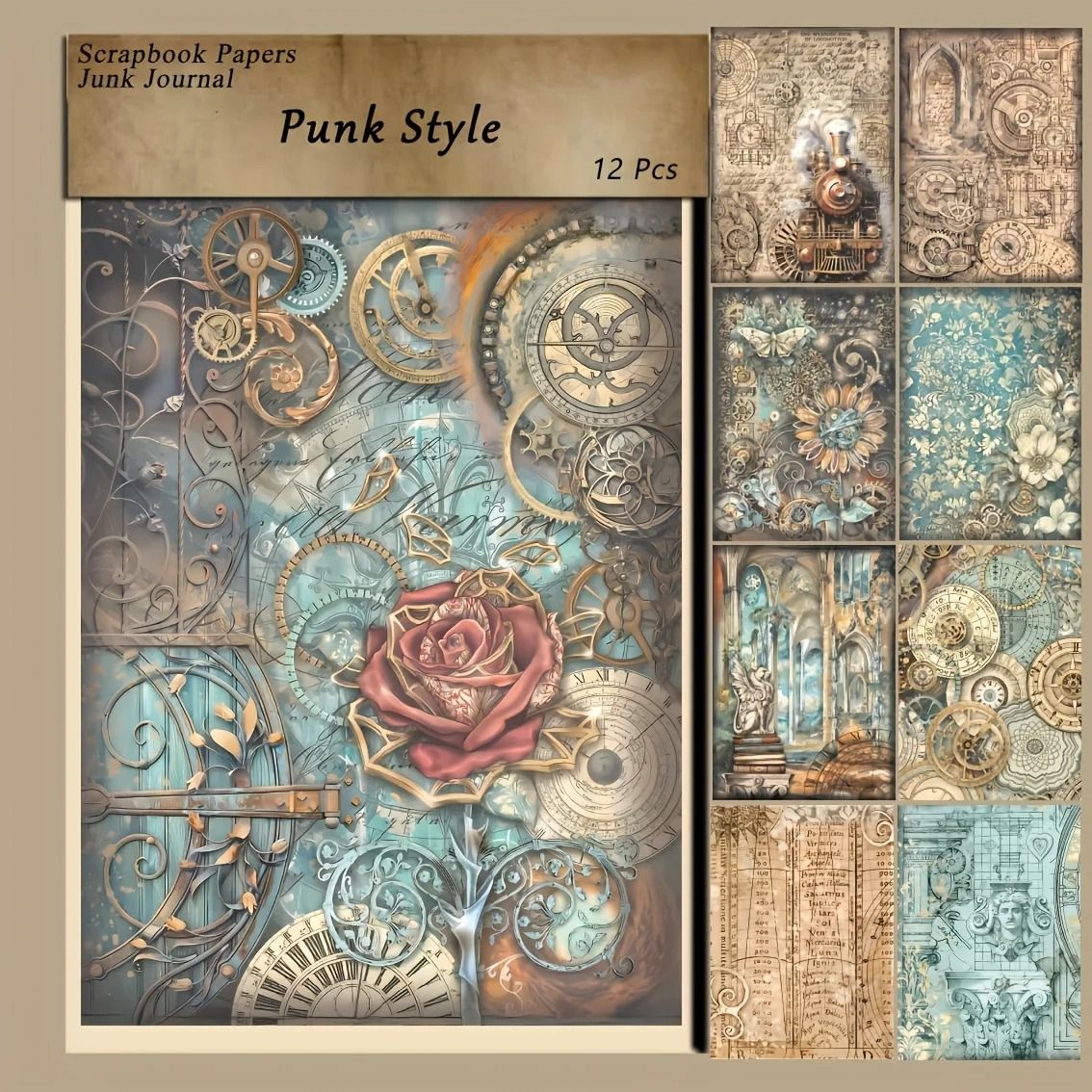 Rebellious Punk Style Scrapbook Paper Collection