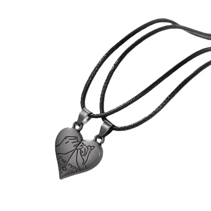 HeartbeatUnion Magnetic Couple Pendant Necklace – Electrocardiogram Heart Jewelry Gift Set
