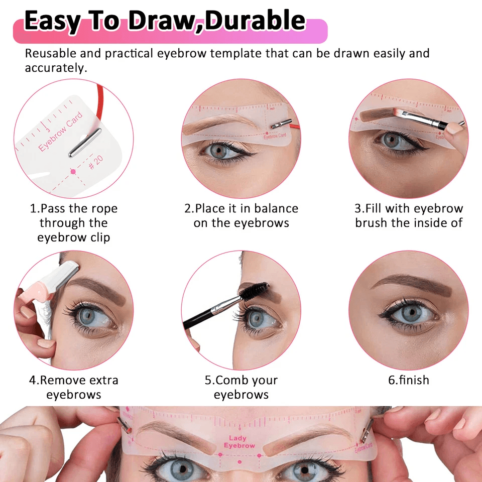 Eyebrow Stencils Shaping Kit, Reusable Grooming Template Makeup Tool Set