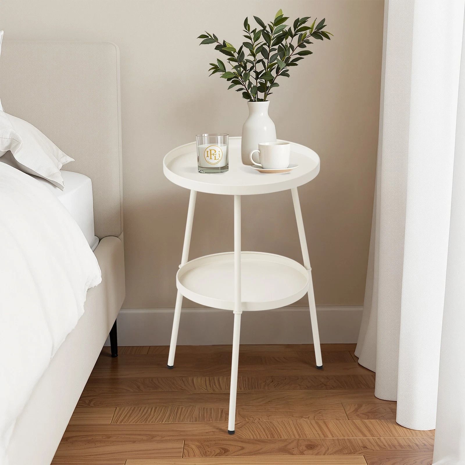 Round Metal Side Table for Indoor & Outdoor Use – Compact End Table for Patio, Garden, and Living Room