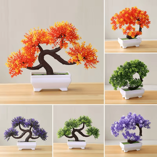 Artificial Potted Flower Bonsai Mini Tabletop Plant Decor for Home & Garden