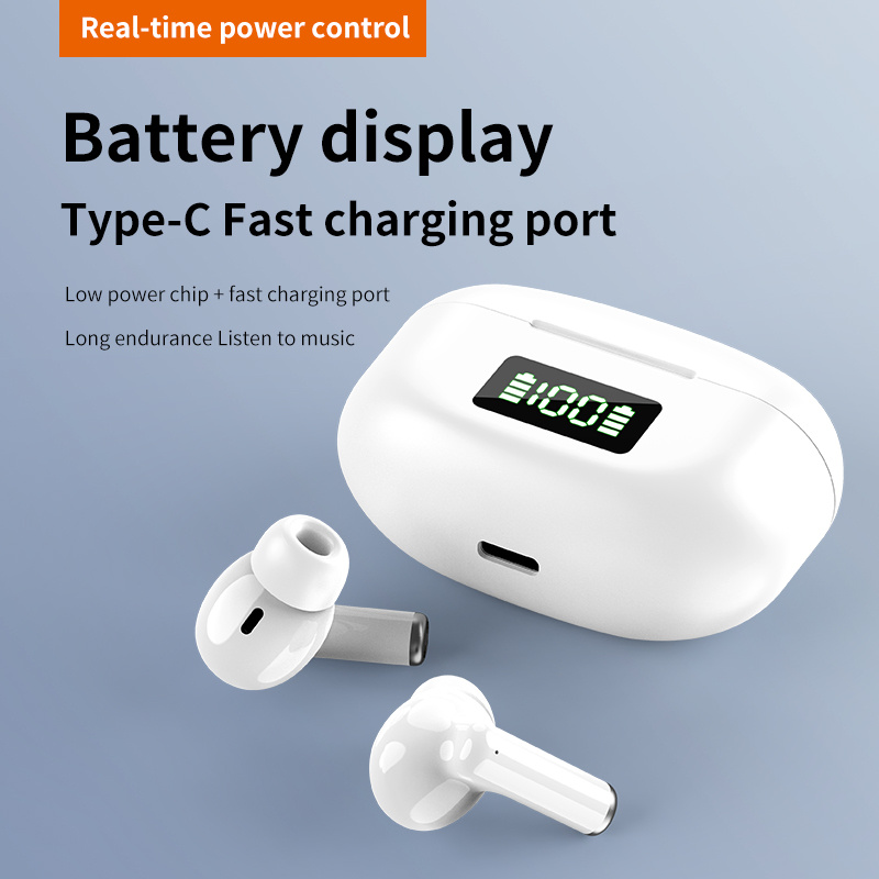Wireless Bluetooth Headset with Digital Display Touch Control and Noise Cancelling for Smartphones