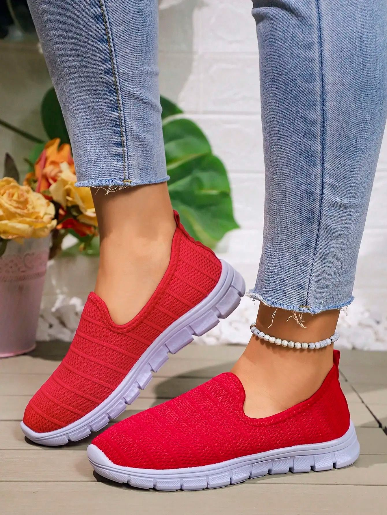 Womens Slip On Mesh Sneakers Summer Casual Lightweight Walking Loafers with Soft Sole and Breathable Design