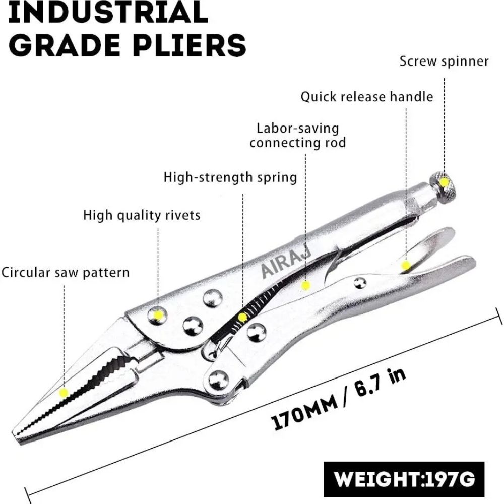 AIRAJ 7 Inch Multifunctional Locking Pliers Carbon Steel Electrician Hand Tool