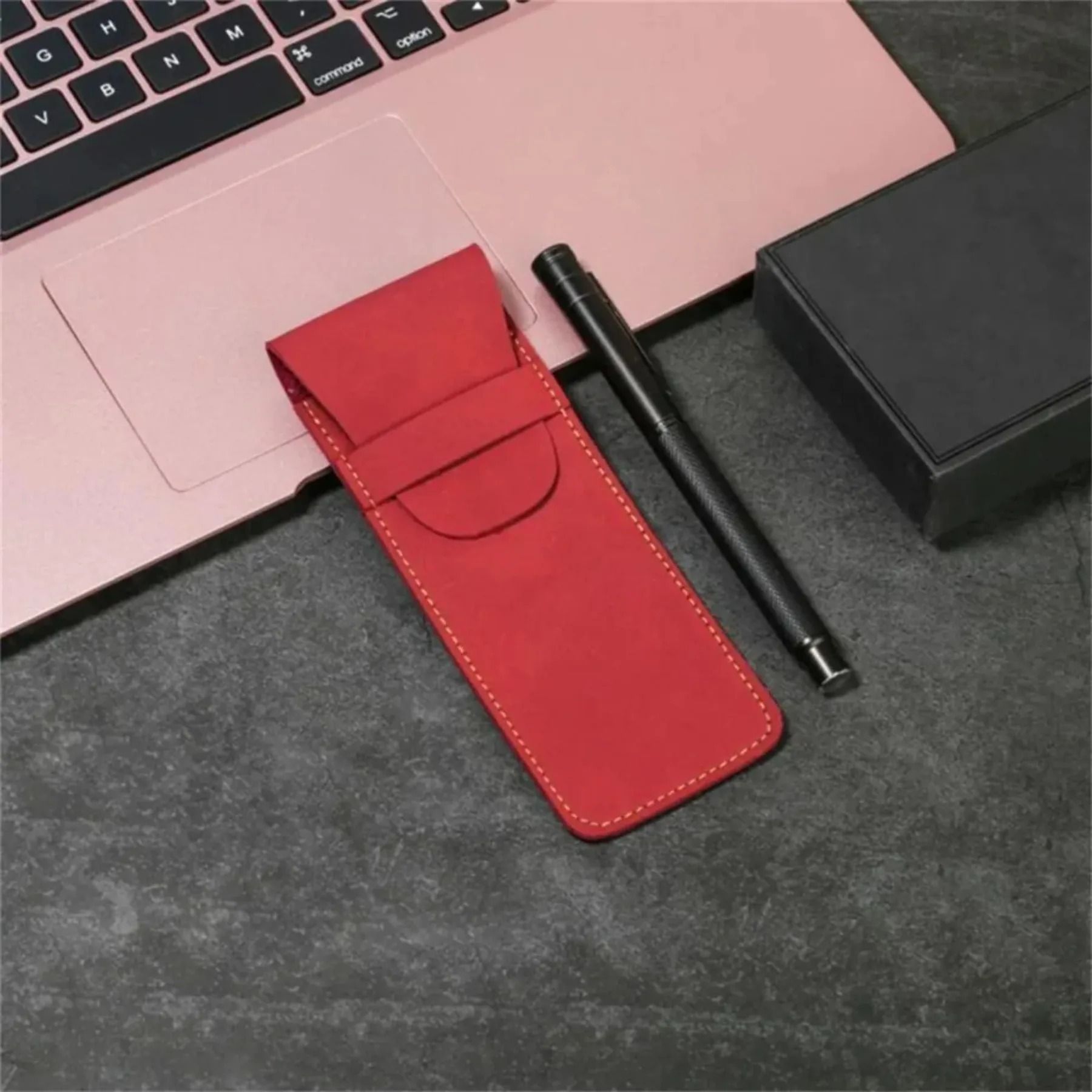 Vintage Frosted PU Leather Double Pen Case Set