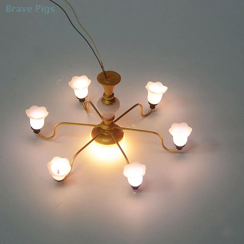 Mini LED Dollhouse Ceiling Chandelier Light