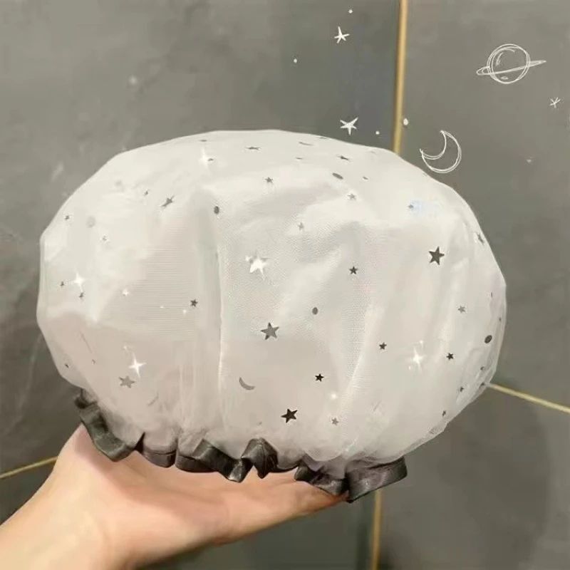 Waterproof Double Layer Shower Cap Set
