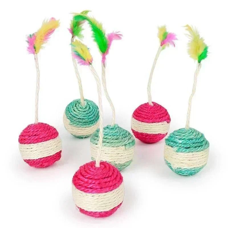Interactive Cat Toy with Feather Ball