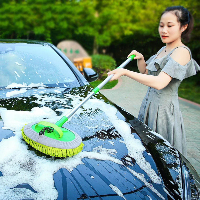 Telescopic Car Wash Mop, Rotating Brush Head for Auto Supplies, Roof & Window Cleaning Maintenance Accessories