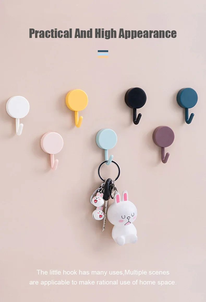 10-Pack Strong Self-Adhesive Wall Hooks