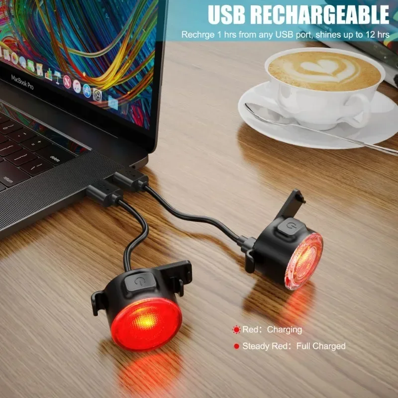 LED Bicycle Taillights Waterproof Rear Lamp, MTB Bike Light Battery Powered, Cycling Safety Warning Headlight
