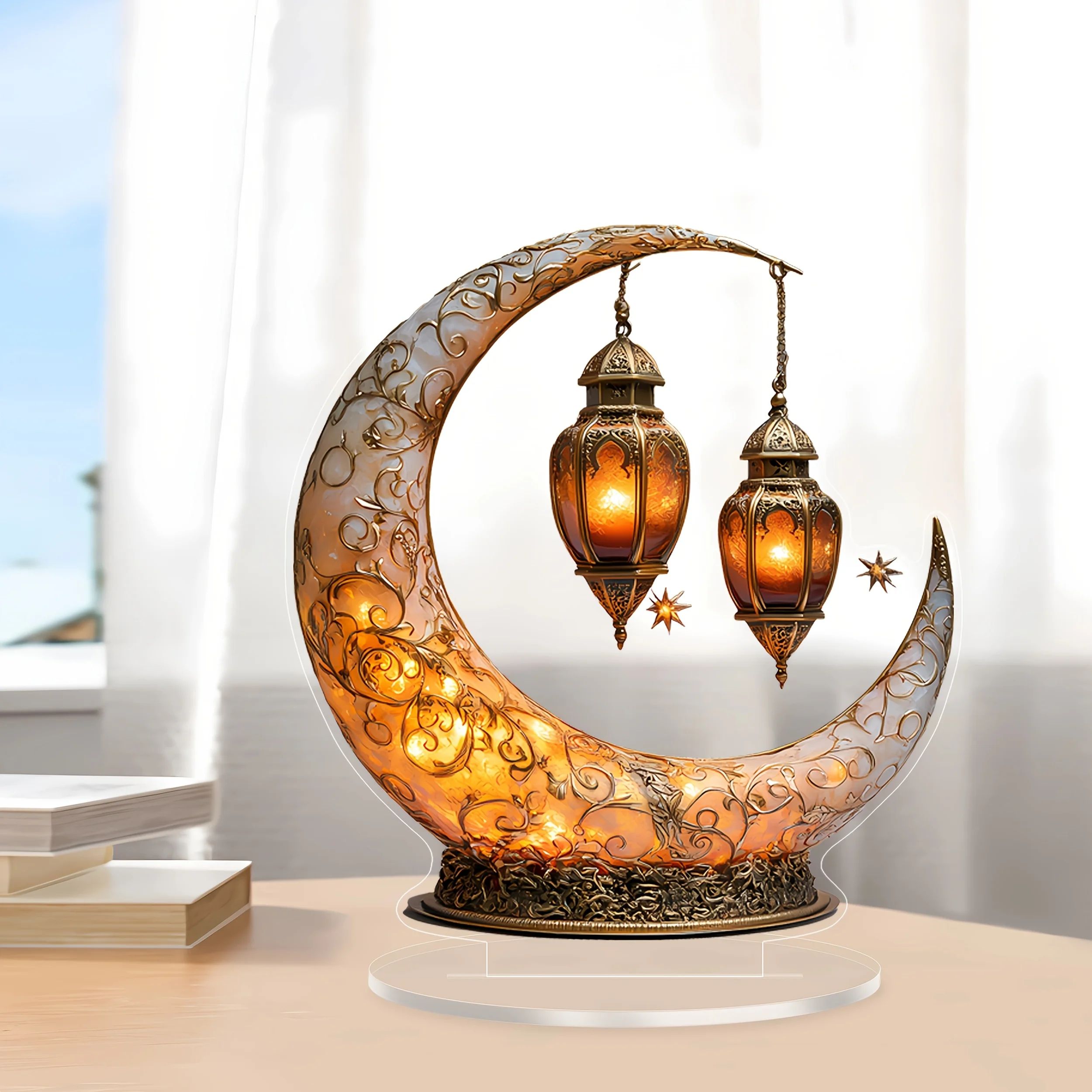 Celestial Moon and Stars Desk Ornament for Ramadan and Everyday Decor
