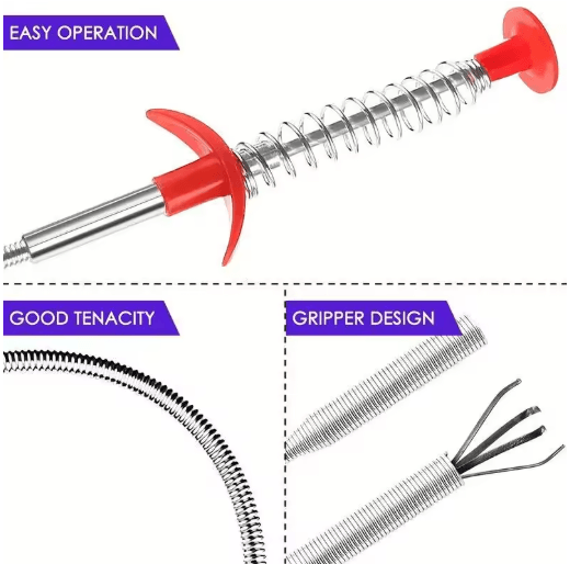 60cm Flexible Drain Snake Spring Pipe Dredging Tool for Fast Sink Clog Removal