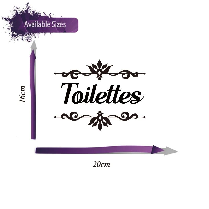 French Toilet Door Sticker Decal – Floral Bathroom Vinyl Wall Decor Waterproof Home Accent