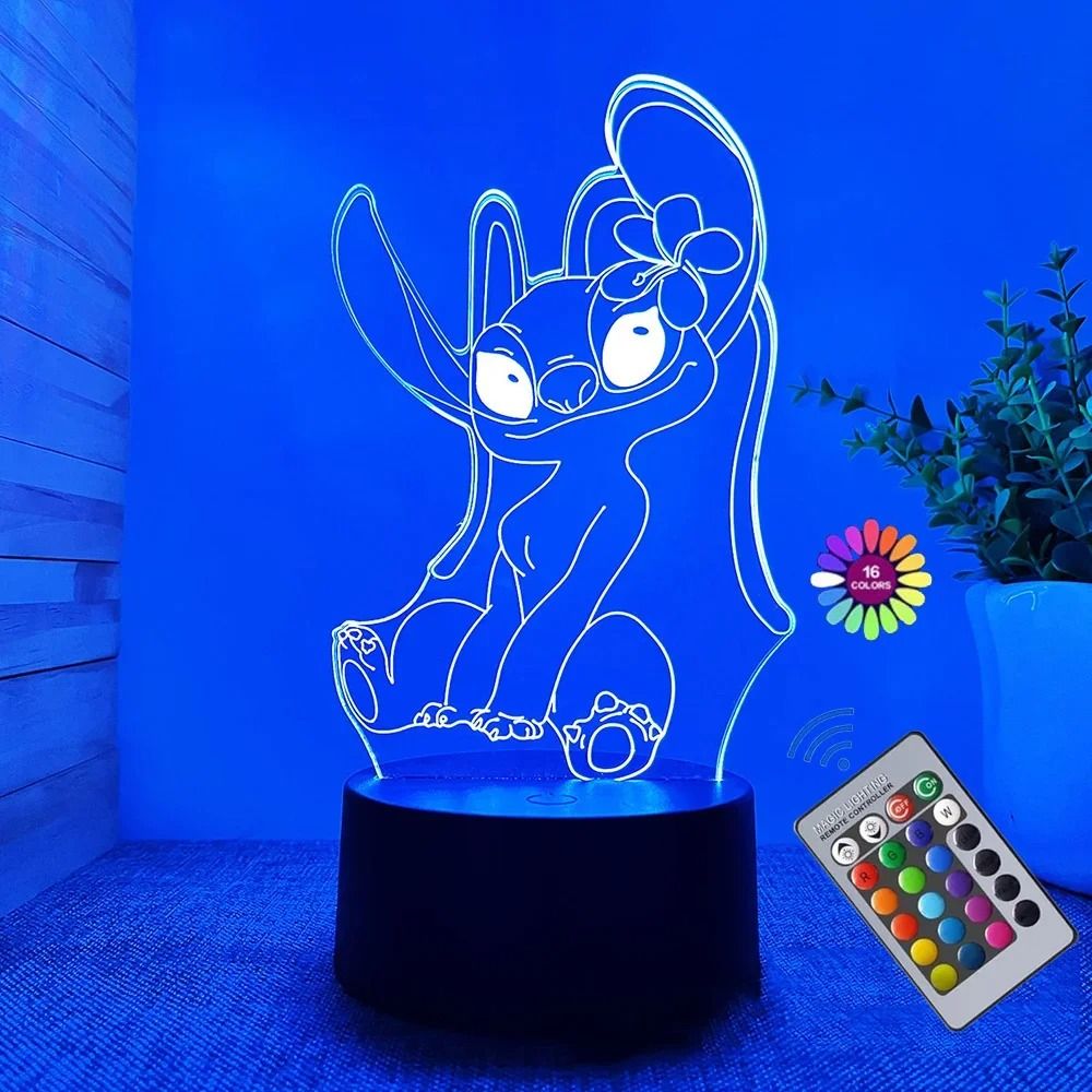 3D Illusion Stitch Night Light Remote Control Smart Touch LED Lamp