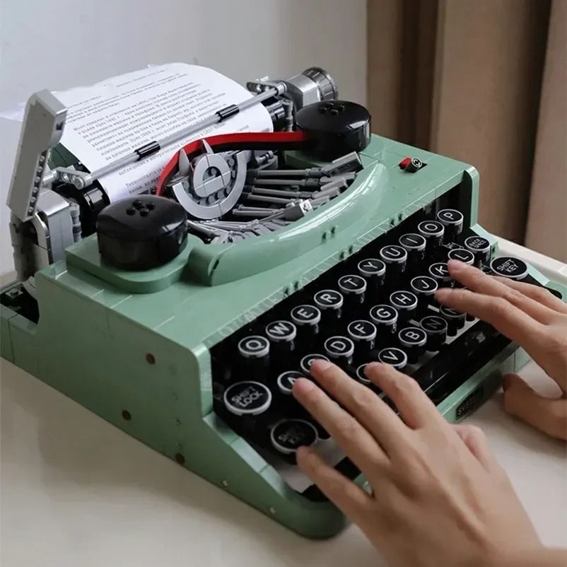 Ideas Typewriter Building Blocks Set | Retro Display Model for Adults & Unique Home Decoration