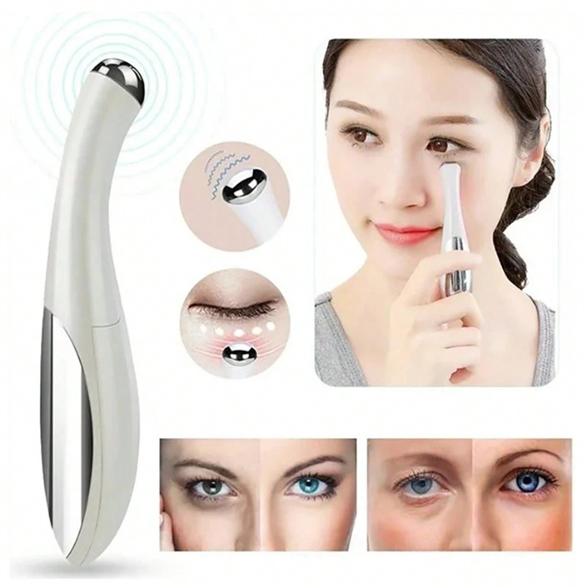 Wrinkle Anti-Ageing Eye Massage Pen, Electric Vibration Dark Circle Removal, Beauty Face Care
