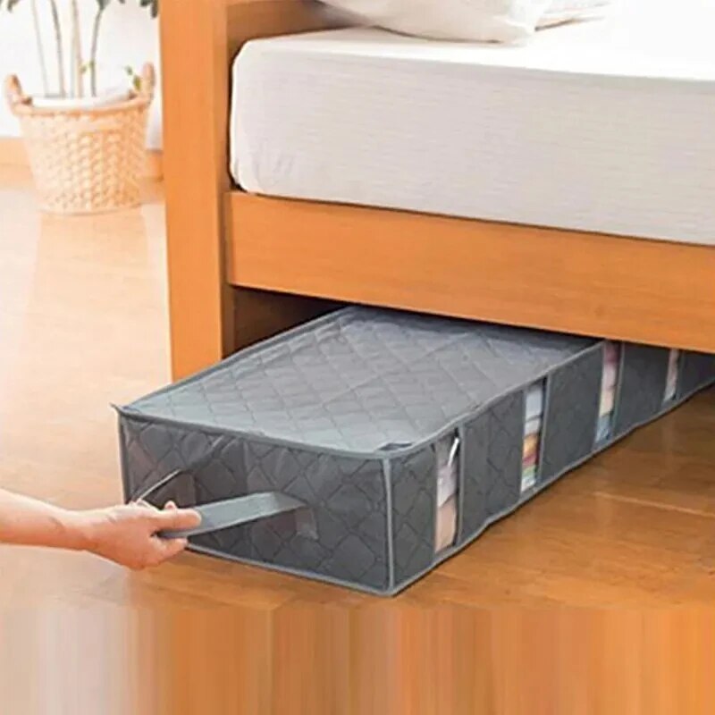 Foldable Underbed Storage Bag – Large Adjustable Compartments for Organizing Blankets, Shoes, Sweaters, and Toys