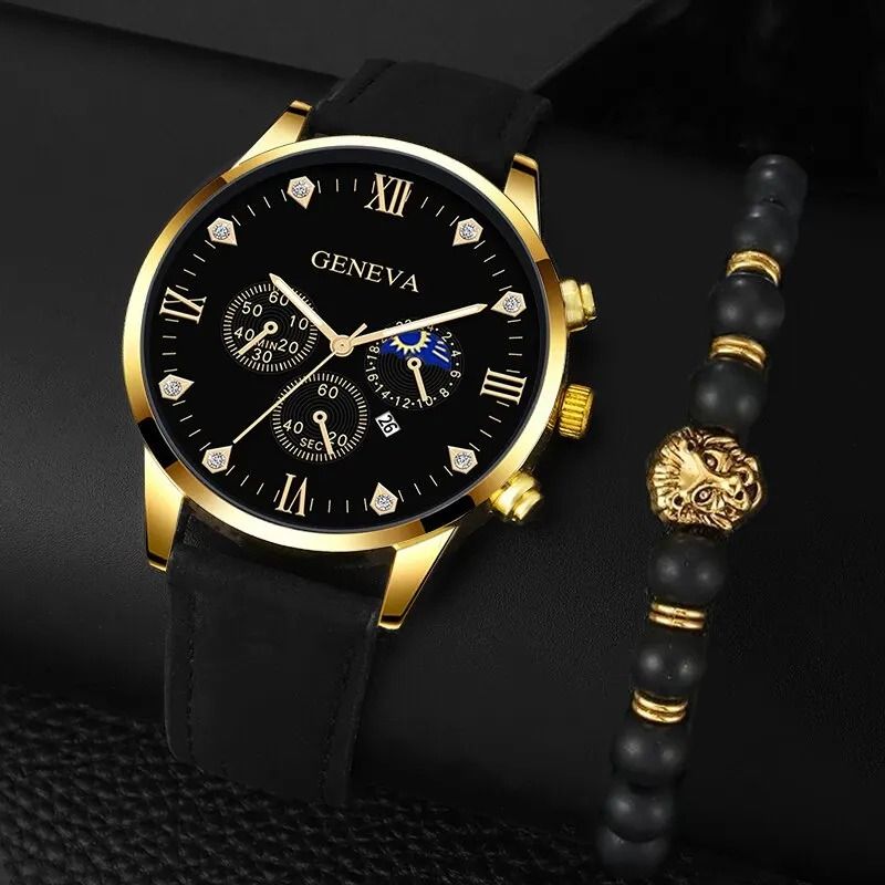 Stylish Mens Watch And Bracelet Set