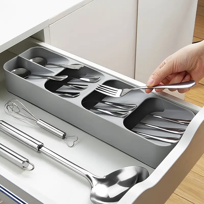 Multi-purpose Cutlery Storage Tray  Compartmentalized Organizer for Kitchen Drawers