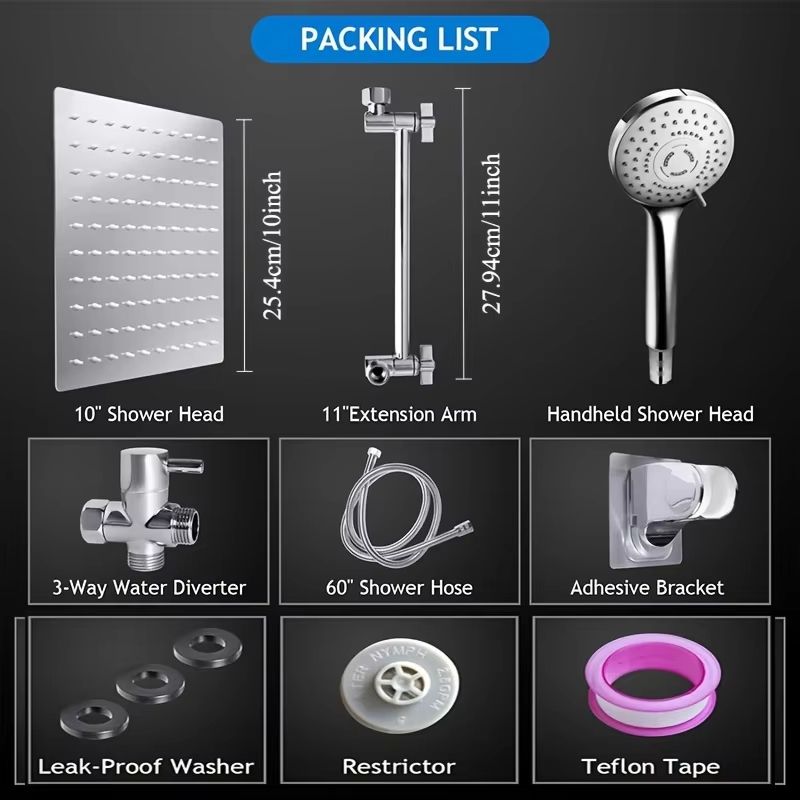 Premium Chrome-Plated Concealed Shower Set with Stainless Steel Pressurized Handheld Spray
