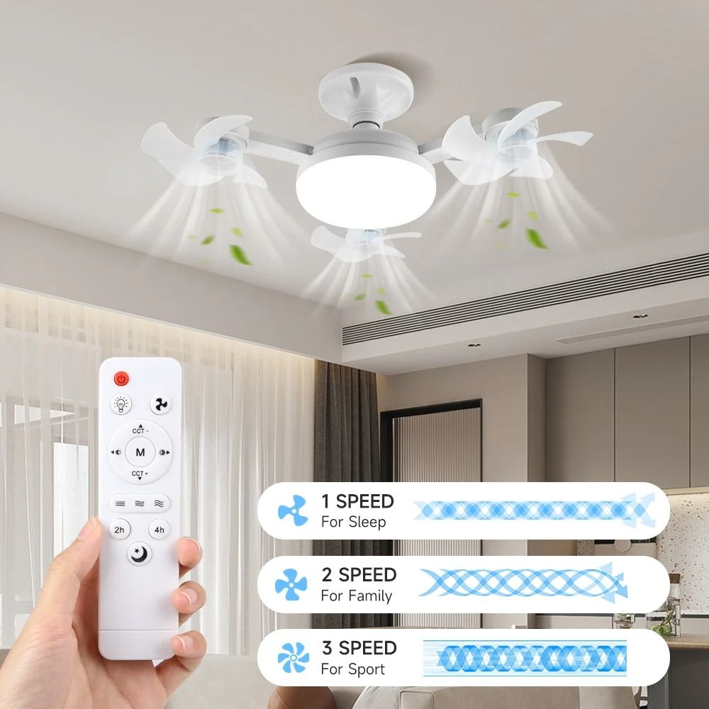 Modern Multi-Head LED Ceiling Fan | 3-Speed Silent Remote Control Light Fixture