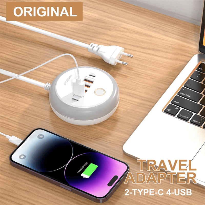 50W USB Charger Multi Port Power Strip with Fast Charging Adapter