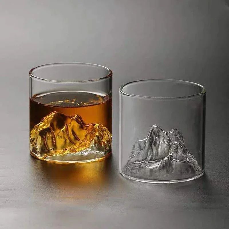 Creative Glass Mountain Viewing Cup Japanese-Inspired Mountain Teacup for Tea, Wine Beverages High Beauty Water Mug