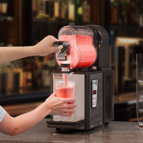 Commercial Slushy Machine Single Bowl Slush Drink Maker, Frozen Drink Machine with Temperature Control, Automatic Clean