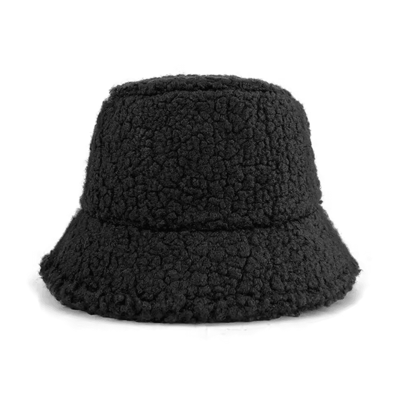 Unisex Graffiti Bucket Hat Warm Outdoor Lamb Wool Cap for Fishing and Winter
