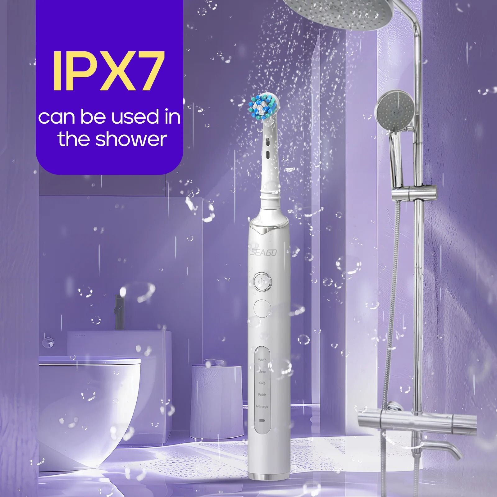 Seago Rotating Electric Toothbrush with 8 Brush Heads 5 Modes Rechargeable